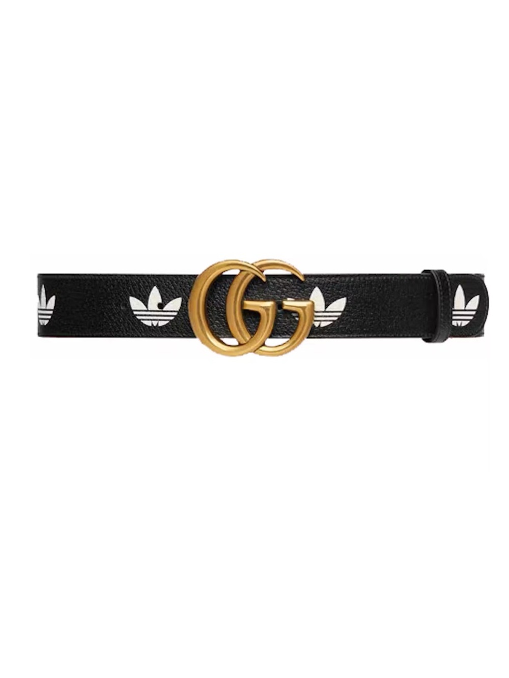 Gucci x Adidas GG Marmont Belt Black White Gold Size 90/36